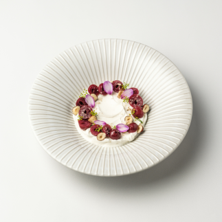 F2D Brass White Striped Talerz