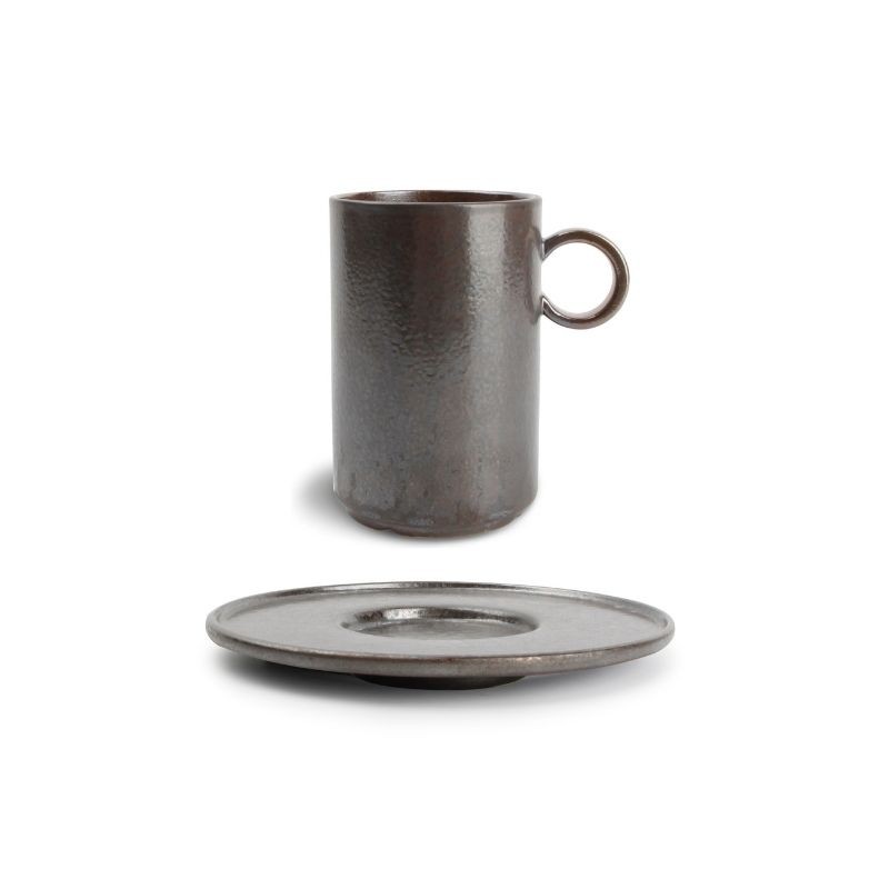 CHIC VERSO BLACK BROWN Kubek sztaplowany 360 ml ze spodkiem CHIC VERSO BLACK BROWN Kubek sztaplowany 360 ml ze spodkiem